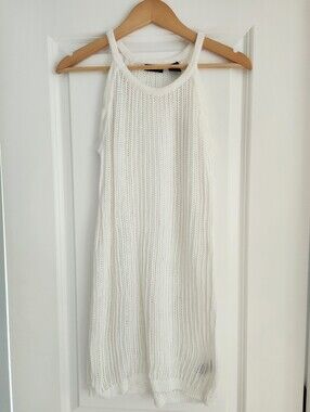 Tahari Knit White Crochet Knit Cover Up Size XS